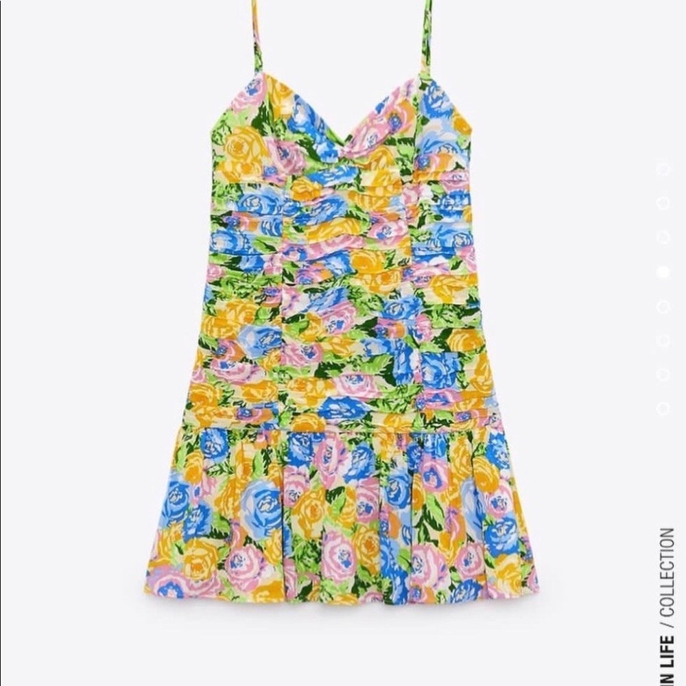 ZARA floral rushing mini dress